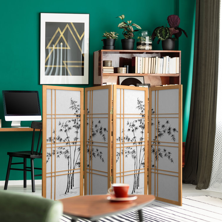 Natural 4-Panel Bamboo Tree Shoji Room Divider