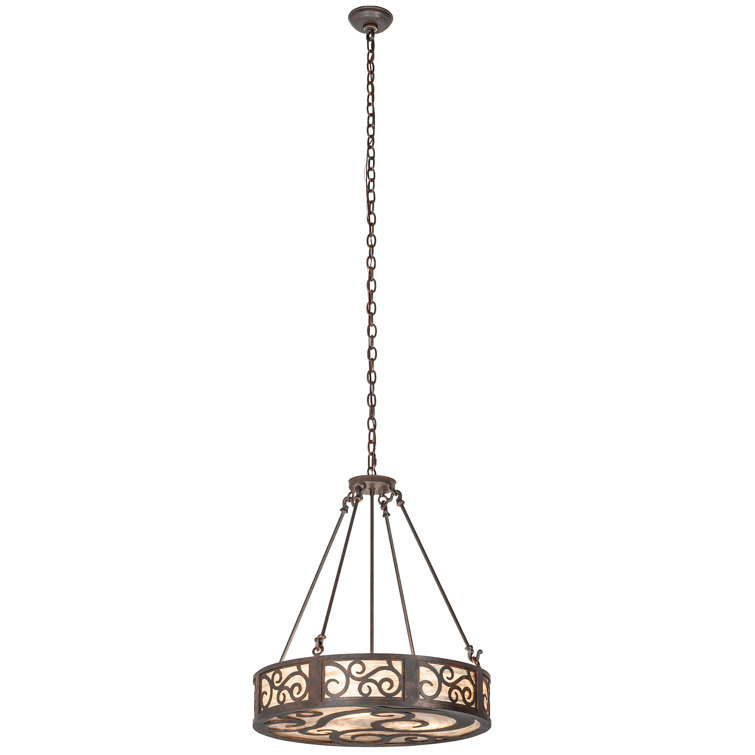Cajun Spice Brown Drum Pendant with Beige Glass