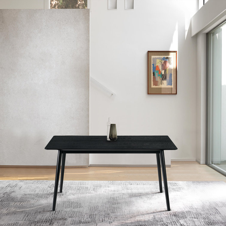 Black Rectangular Rubberwood Contemporary Dining Table