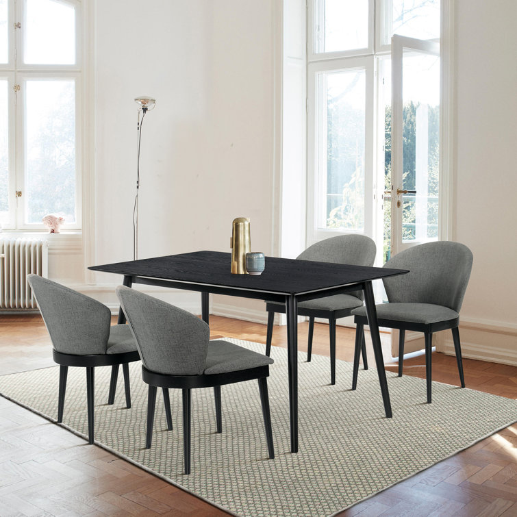 Black Rectangular Rubberwood Contemporary Dining Table