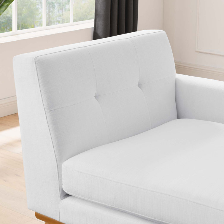 Engage 70'' White Fabric Right-Arm Chaise with Tufted Buttons