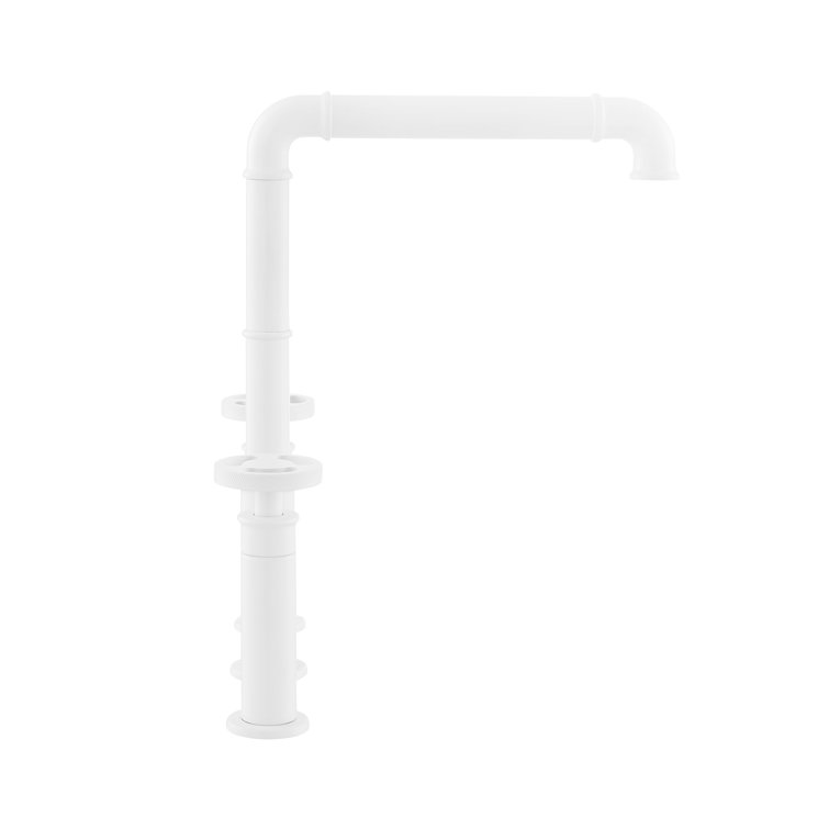 Matte White Nickel Widespread Kitchen Faucet with Side Sprayer