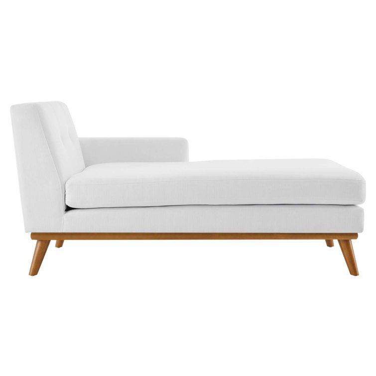 Engage 70'' White Fabric Right-Arm Chaise with Tufted Buttons