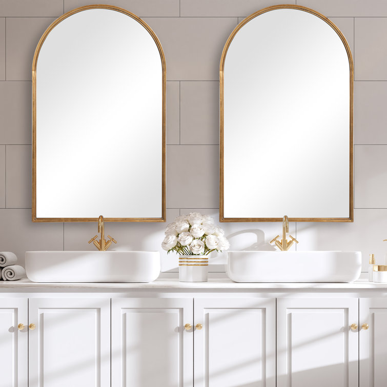 Antiqued Gold Oval Wood Wall Mirror