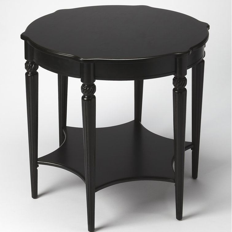 Bainbridge Traditional Round Black Wood Side Table 28"