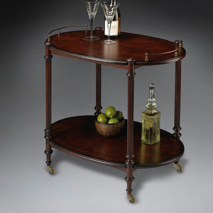 Cherry Wood Dual Level Tea Server with Storage