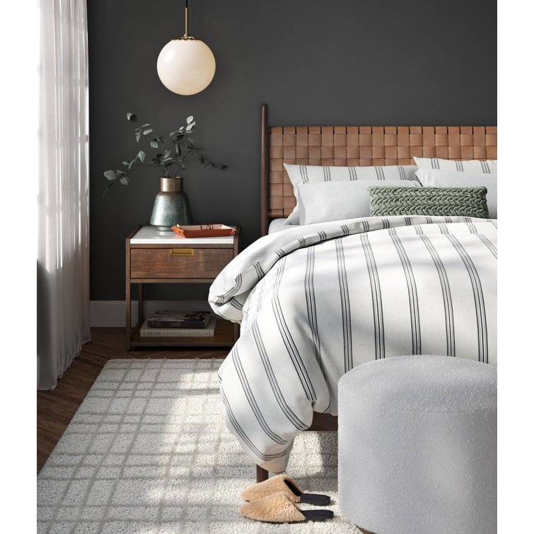 Transitional Dark Chocolate 1-Drawer Nightstand with White Marble Top