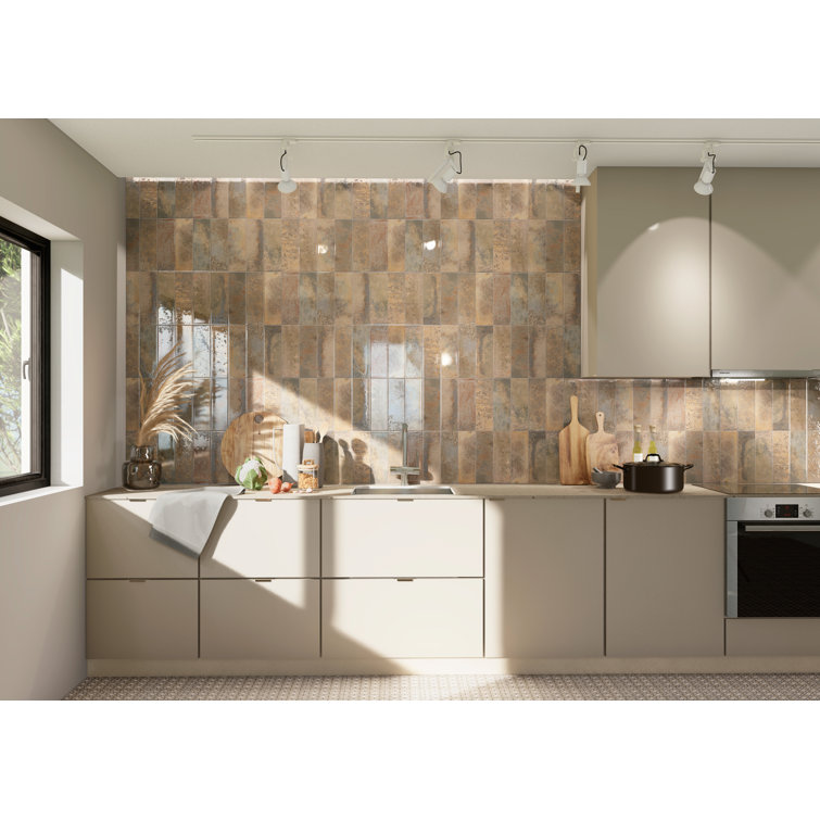 Marza Rust Glossy Brown Ceramic Subway Wall Tile