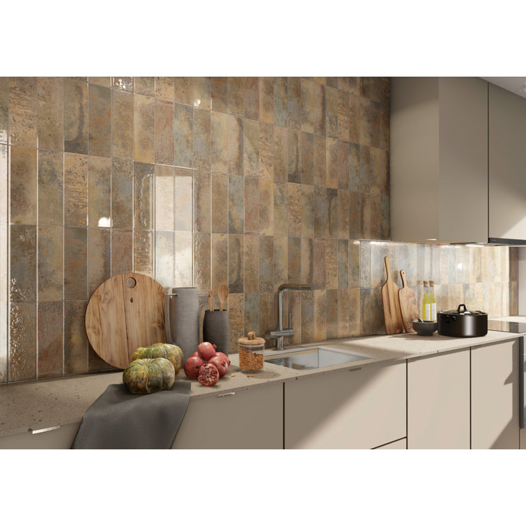 Marza Rust Glossy Brown Ceramic Subway Wall Tile