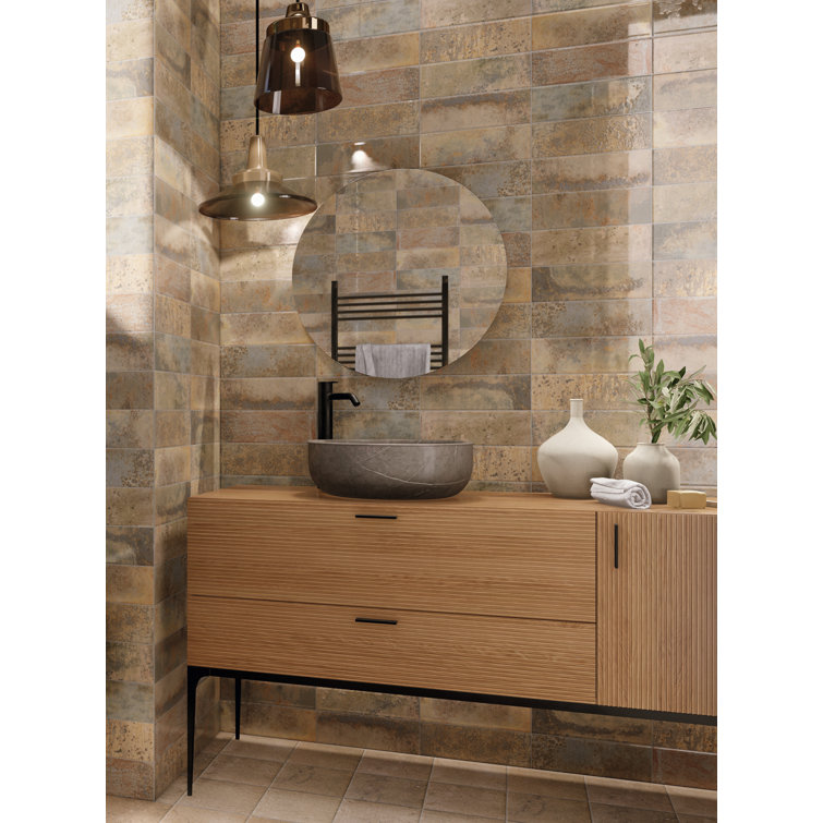 Marza Rust Glossy Brown Ceramic Subway Wall Tile