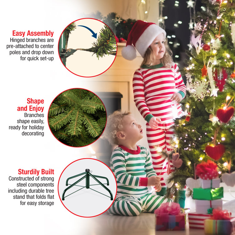 9' Green Fir Artificial Christmas Tree with Clear Lights and Stand