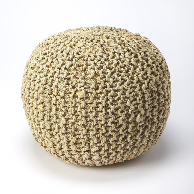 Natural Woven Jute 19" Pouf Ottoman