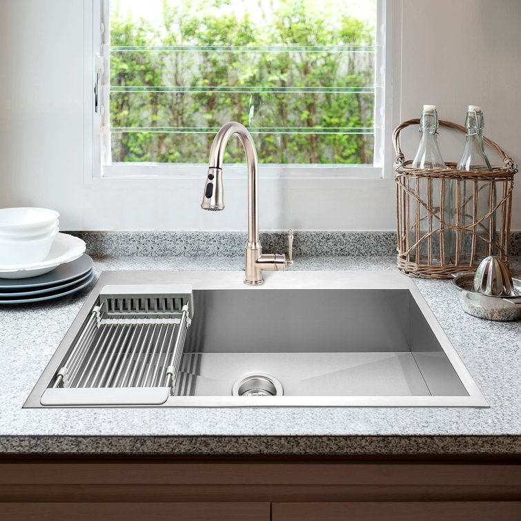 30" L x 18" W Drop-In Kitchen Sink with Faucet
