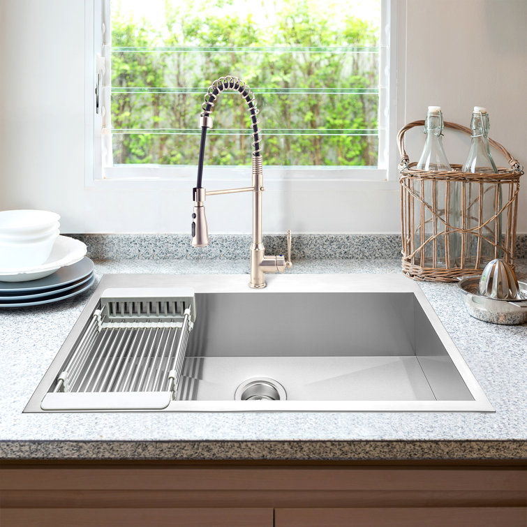 30-Inch Brushed Stainless Steel Single Bowl Kitchen Sink with Faucet