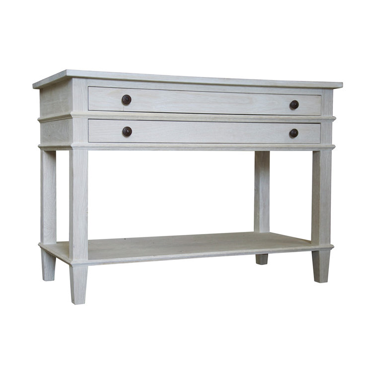 Alexis Washed Oak 2-Drawer Nightstand with Shelf