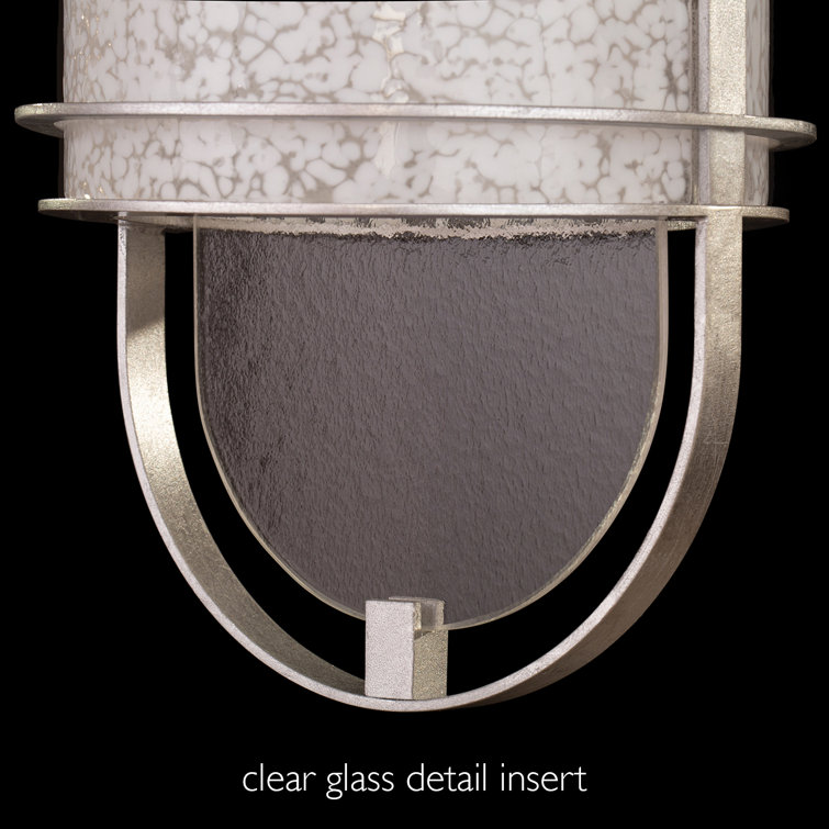 Silver Leaf Dual LED Sconce with Bahama Sand Studio Glass