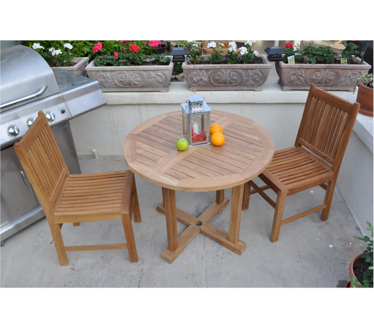 Montage Teak 3-Piece Outdoor Dining Set with Round Table