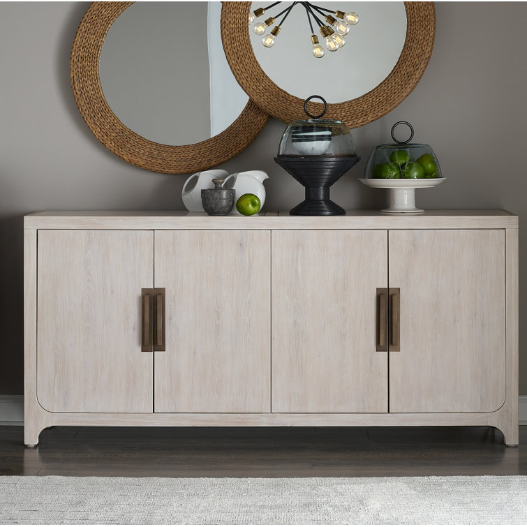 Blair 78" Weathered White Wood Credenza with Stone Top