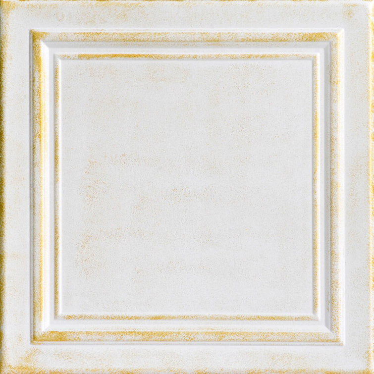 White Washed Gold 1.6 ft. x 1.6 ft. Polystyrene Glue-up Ceiling Tile