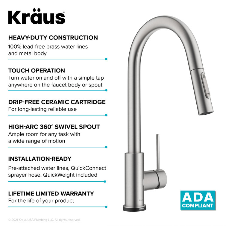 Spot Free Stainless Steel Touch Kitchen Faucet with Pull-Down Sprayer