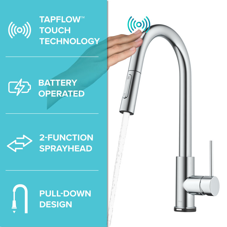 Chrome Touch-Control Single-Handle Pull-Down Kitchen Faucet