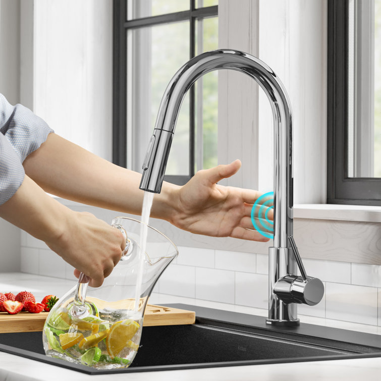 Chrome Touch-Control Single-Handle Pull-Down Kitchen Faucet