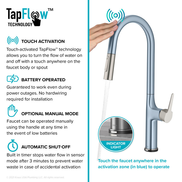 Oletto Sleek Chrome High-Arc Touch-Control Kitchen Faucet with Pull-Down Sprayer