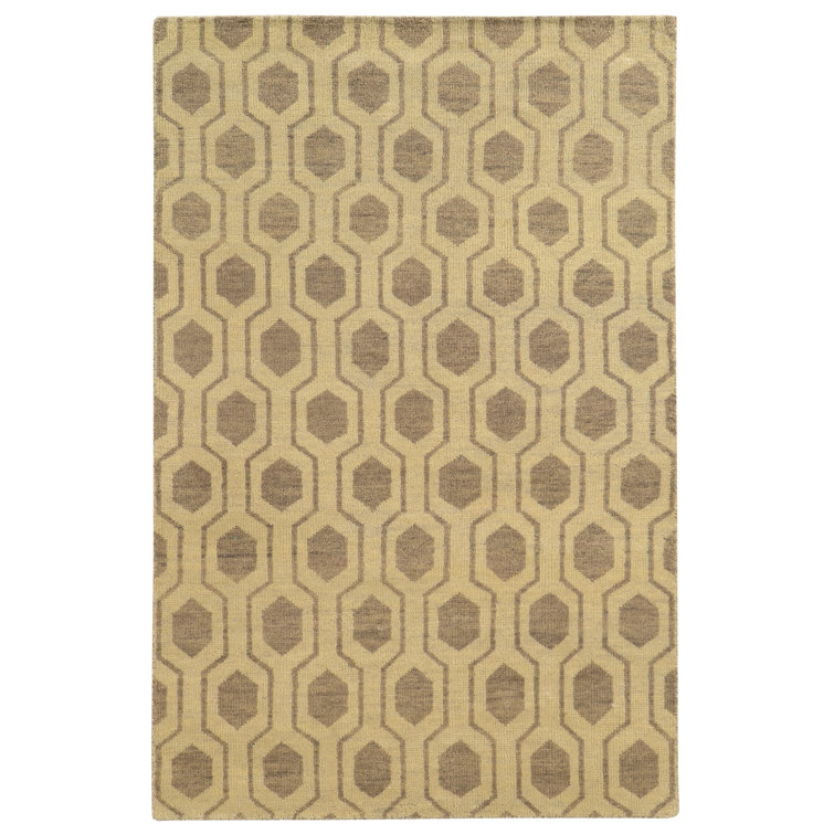 Luxurious Hand-Knotted Geometric Blue Wool Area Rug 3'6" x 5'6"