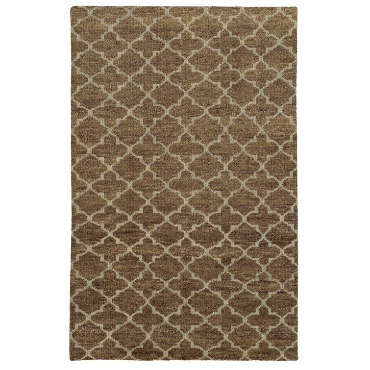 Hand-Knotted Blue and Brown Wool Oriental Area Rug 5' x 8'