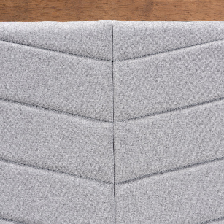 Light Grey and Walnut Brown Tufted Upholstered Queen Headboard