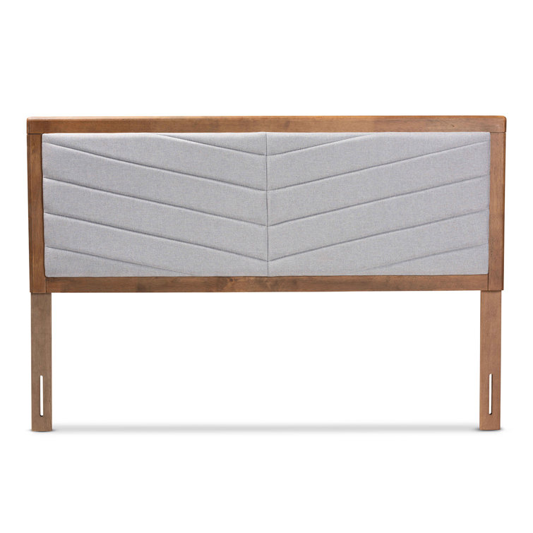 Light Grey and Walnut Brown Tufted Upholstered Queen Headboard