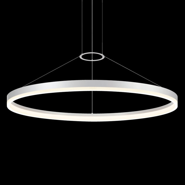 Bright Satin Aluminum LED Geometric Chandelier, 31.5" Indoor/Outdoor