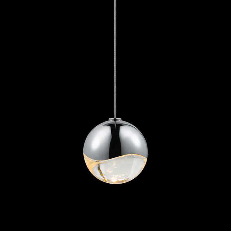 2.5" Satin Nickel and Glass Globe LED Pendant Light