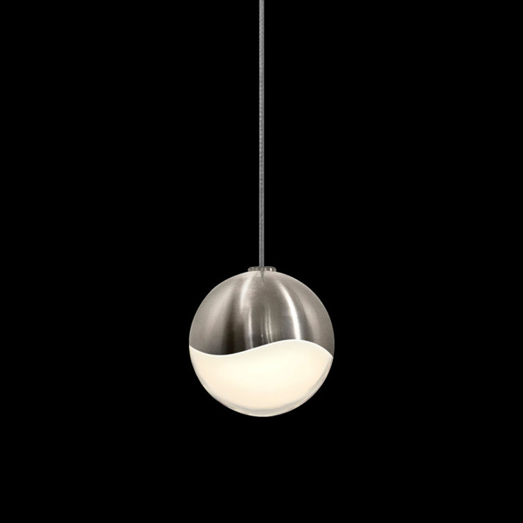 2.5" Satin Nickel and Glass Globe LED Pendant Light