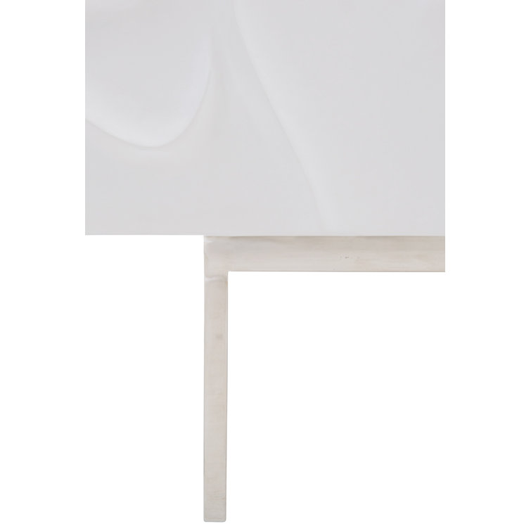 Penrose White Floral Motif Sideboard with Stainless Steel Base