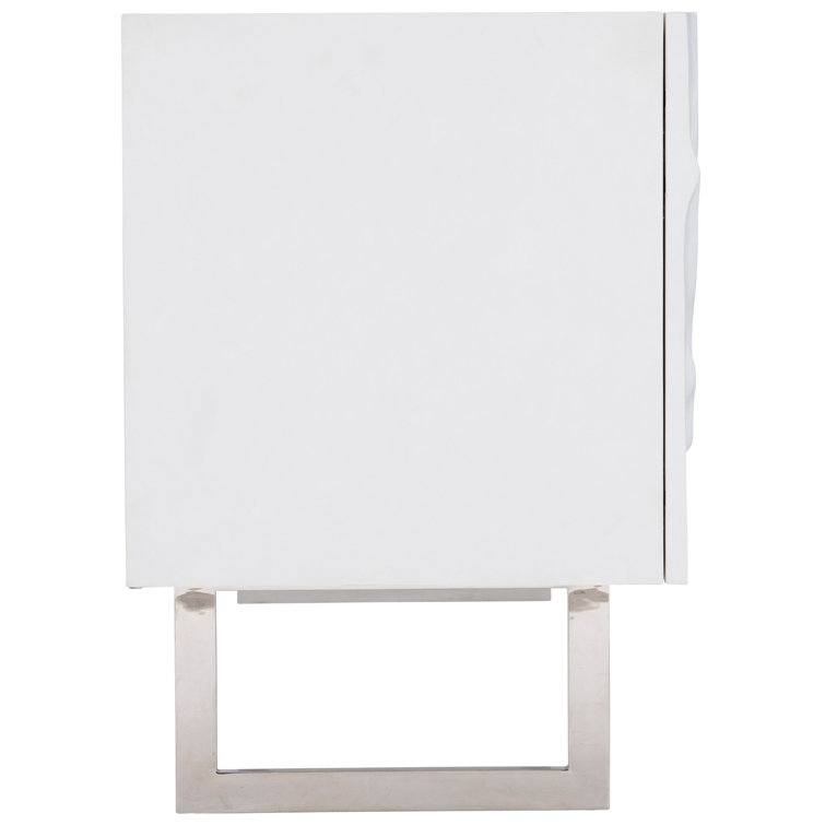 Penrose White Floral Motif Sideboard with Stainless Steel Base