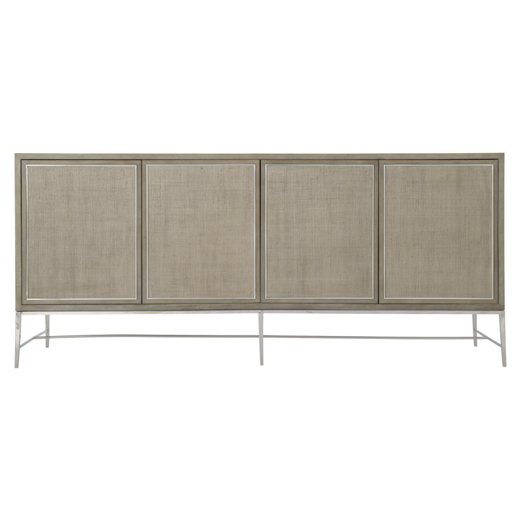 Cardenas 82'' Brown Makore Veneer Media Console with Cabinets