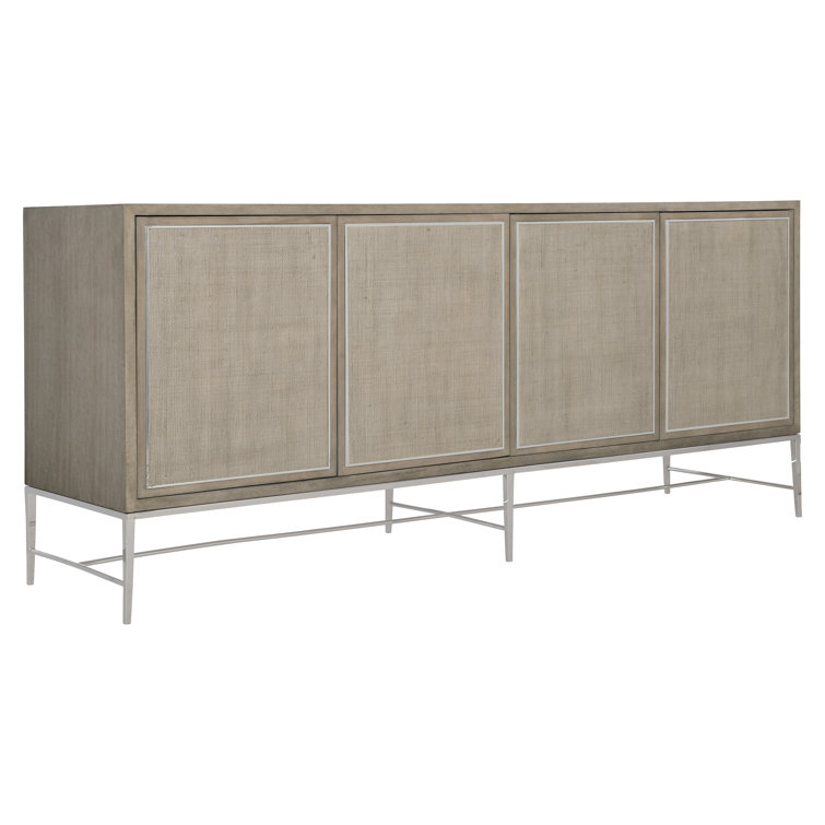 Cardenas 82'' Brown Makore Veneer Media Console with Cabinets