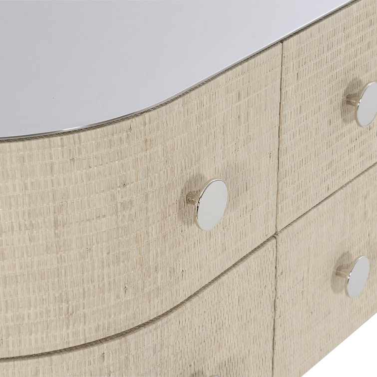 Almeda Transitional 6-Drawer Raffia & Stainless Steel Dresser