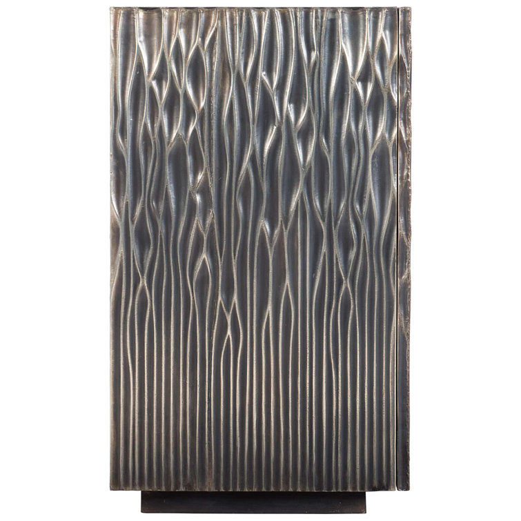 Skylar Antique Silver Textured Accent Cabinet