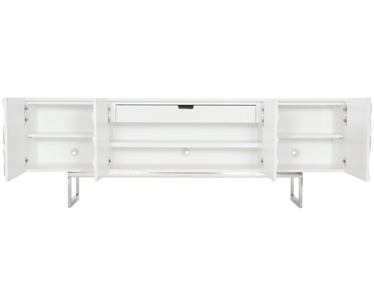 Penrose White Floral Motif Sideboard with Stainless Steel Base