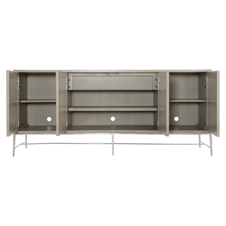 Cardenas 82'' Brown Makore Veneer Media Console with Cabinets