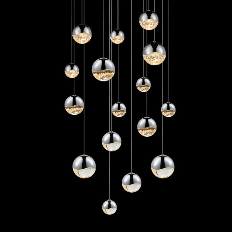 Sonneman Grapes 16-Light Crystal LED Pendant - Satin Nickel