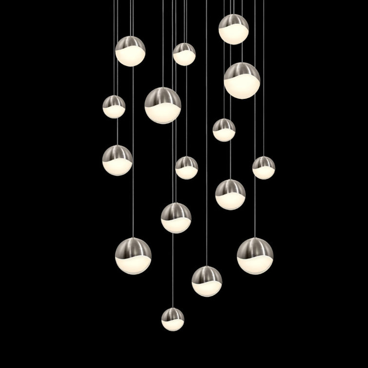 Sonneman Grapes 16-Light Crystal LED Pendant - Satin Nickel
