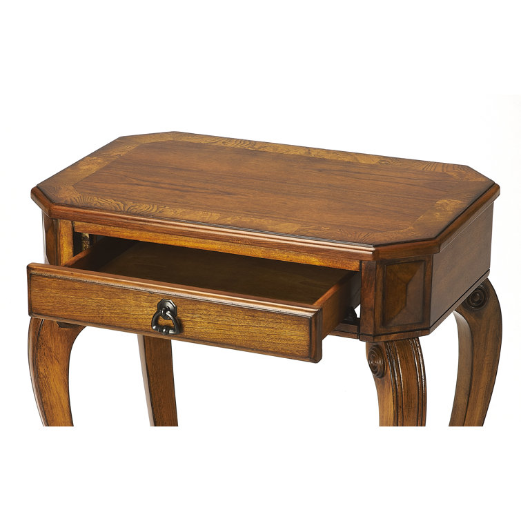 Olive Ash Burl Traditional Wood Console Table with Storage