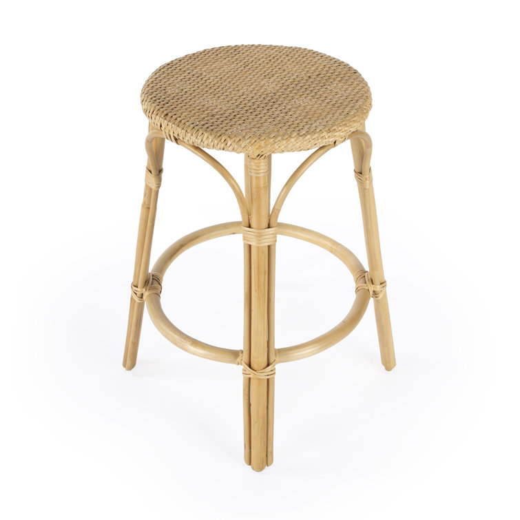 Natural Rattan and Acrylic Backless Counter Stool