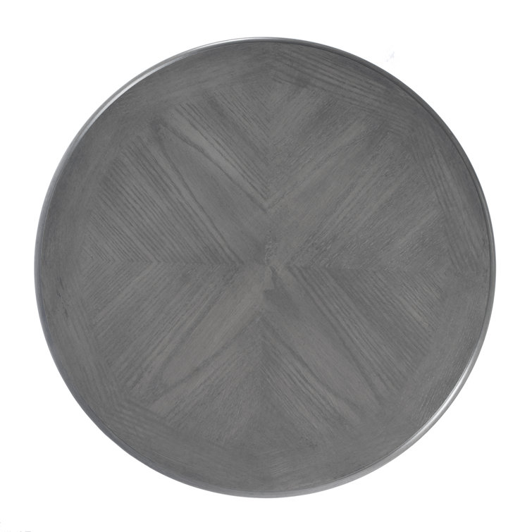 Hellinger Elegant Round Gray Wood Lamp Table with Shelf
