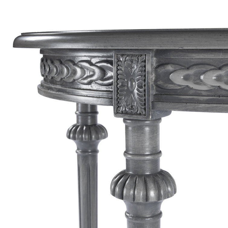 Hellinger Elegant Round Gray Wood Lamp Table with Shelf