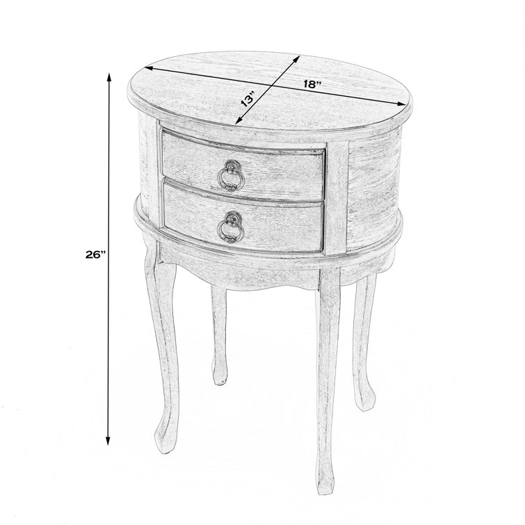 Plantation Cherry Oval Wood Side Table with Storage