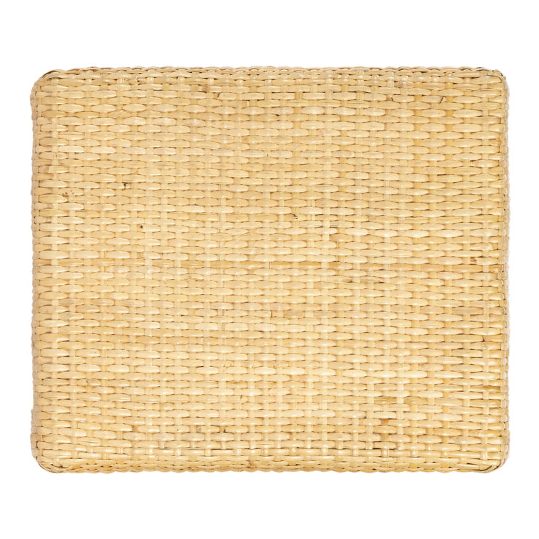 Cote d'Azur Inspired Natural Rattan and Wood Backless Counter Stool